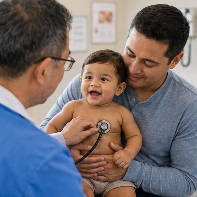 Doctor examining an infant